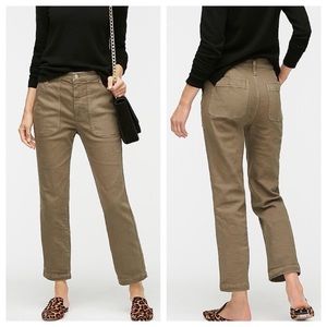 J Crew Khaki/Army Green Straight Leg Crop Pant